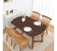 Mulilai Brown Oval Outdoor Tablecloth with Elastic Edges Fitted Table Cloth Non Slip 42x60 Inch Kitchen Dining Stretch Table Cover 4-6 Seats Wrinkle Free Washable for Camping Party
