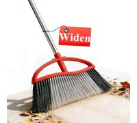 MuLing Heavy Duty Broom, 15.7'' Wide Angle Broom with Stiff Bristles, Red, MULARGEBROOM MLB36, for Yard, Garden, Garage