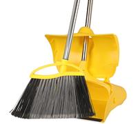 MuLing Heavy Duty Broom and Dustpan Set, Long Handle Adjustable Angle Brush with Stiff Bristles for Garage, Patio, Garden, Kitchen and Floor Cleaning