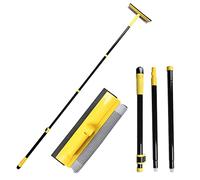 MULING Long Handle Window Squeegee,2-in-1 Glass Squeegee Have 63" Adjustable Soft Rubber Blade & 10" Absorbent Sponge Head for Car Windshield, Gas Station, Shower and Glass.