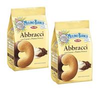 Mulino Bianco Abbracci 350g Italian Biscoti Cookies | Soft Shortbread Pastries Biscuits | GMO & Palm Oil Free | Filled with Creamy Chocolate | Icon of Taste and Goodness (Abbracci 350g, 2 Pack)