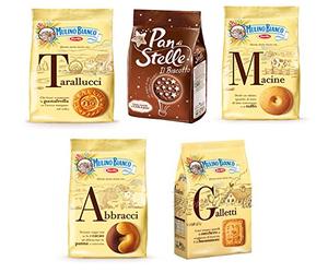 Mulino Bianco:Assorted Biscuits * Total 61.72 Ounce (1750g) * Pack of 5 [ Italian Import ]