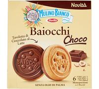 Mulino Bianco Baiocchi choco Chocolate Biscuits, Biscuits and Milk Chocolate Bar with Hazelnuts, Excellent as a Snack 144 g