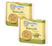 Mulino Bianco Baiocchi Pistacchio 168g Italian Biscoti Cookies | Soft Shortbread Pastries Biscuits | GMO & Palm Oil Free | Icon of Taste and Goodness (Pistacchio 168g, 2 Pack)