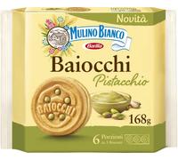6X Mulino Bianco Baiocchi Pistachio Biscuits, Pistachio Pastry Ideal for Breakfast or Snack, Palm Oil Free, 6 Servings of 3 Biscuits