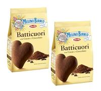Mulino Bianco Batticuori 350g Italian Biscoti Cookies | Soft Shortbread Pastries Biscuits | GMO & Palm Oil Free | Filled with Creamy Chocolate | Icon of Taste and Goodness (Batticuori 350g, 2 Pack)