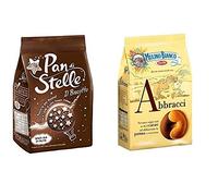 Mulino Bianco Breakfast Value Set Pan di Stelle 350g & Abbracci Biscuits 350g Italian shortbread Cookies Cocoa & Cream
