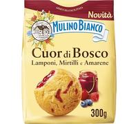 Mulino Bianco Cuor di Bosco Shortbread Biscuits with Raspberries, Blueberries and Sour Cherries, Breakfast Rich in Taste, Without Palm Oil - 300 g
