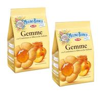 Mulino Bianco Gemme 200g Italian Biscoti Cookies | Soft Shortbread Pastries Biscuits | GMO & Palm Oil Free | Filled with Creamy Chocolate | Icon of Taste and Goodness (Gemme 200g, 2 Pack)
