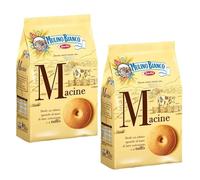 Mulino Bianco Macine 350g Italian Biscoti Cookies | Soft Shortbread Pastries Biscuits | GMO & Palm Oil Free | Filled with Creamy Chocolate | Icon of Taste and Goodness (Macine 350g, 2 Pack)
