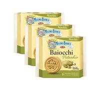 Mulino Bianco Pistacchio 168g Italian Biscoti Cookies | Soft Shortbread Pastries Biscuits | GMO & Palm Oil Free | Filled with Creamy Chocolate | Icon of Taste and Goodness (Pistacchio 168g, 3 Pack)