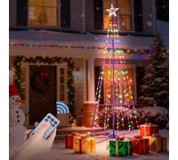 MuliVid 6Ft 240 LEDs Christmas Cone Tree Lights,RGB Outdoor Christmas Tree Lights with Remote Control, Waterproof String Lights Holiday Decorations for Yard Patio Garden Holiday - Multicolor