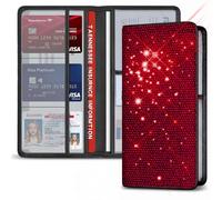 Mulixis Bling Car Registration and Insurance Holder Crystal Rhinestone Car Paperwork Organizer for Women Diamond Id Card Holder（Long Bling Red）