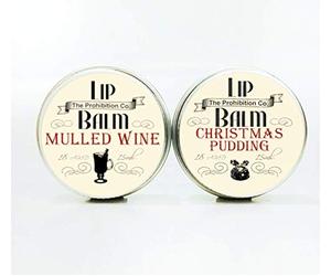 Mulled Wine and Christmas Pudding Lip Balms by The Prohibition Co. Stocking Filler set 2 x 15ml Tins