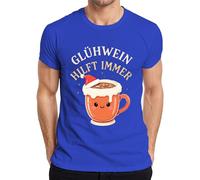Mulled Wine Helps Always Mug Christmas Kawaii Gift Funny Men's T-Shirt, blue, M