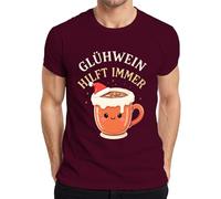 Mulled Wine Helps Always Mug Christmas Kawaii Gift Funny Men's T-Shirt, burgundy, M