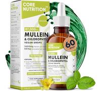 Mullein & Chlorophyll Liquid Drops by Core Nutrition - Vegan - High Strength Extract 150mcg - 2 Month Supply - 60 Servings - 9,000mcg per 60ml Bottle - Made in The UK
