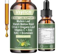 Mullein Drops, Mullein Extract for Lungs - Natural Mullein Leaf Extract Drops for Lung Cleanse and Healthy Breathing - NAC, Bromelain, Vitamin C & Zinc - Lung Detox - Fast Absorption - 2 fl oz (60ml)