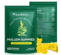 Mullein Gummies for Lungs, 2000mg Mullein Leaf Extract for Lungs Detox and Cleanse, Organic Mullein Herbal Supplement for Mucus Relief & Respiratory Support, Non-GMO, 60 Gummies (1 Month Supply)