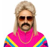 Mullet Assi Wig - Retro Accessory for Men, 80s & 90s Costume, Neon Outfit, Fancy Dress & Carnival (Silver/Grey)