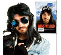 Fun Shack 80s Mullet Wig Men Long Black Rocker Wig, 80s Rock Costume Accessory for Parties and Themed Events, One Size