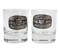 Mullingar Pewter Claddagh Irish Whiskey Glasses Pewter Set of Two Made in Ireland Kitchen Bar Gift
