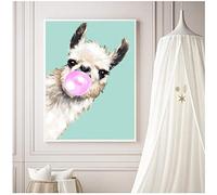 MULMF Childrens Room Art Nursery Animal Print Alpaca Posters and Prints Cartoon Bubble Llama Wall Picture for Kids Baby Room- 50X70Cm No Frame