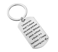 MULMINA Husband Boyfriend Keychain Family Men Keyring Jewelry Military Dog Tag Charm Key Chains Rings Love Christmas-All I will Choose is You, Over and Over Again
