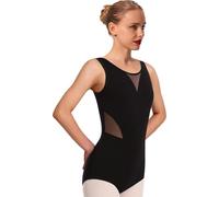 Mulnall Dance Leotard for Women Tank Mesh Dancewear,Panel Mesh,Chest Lining(23606-06-M)