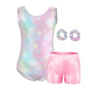 Mulnall Girls gymnastics Leotards Stretch Suit, Comfy Bike Sports Outfits,Tumbling Training Athletic Set For 5-12Years(DC020-61-9Y)