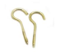 MULONGOR 5-50pcs 1 2 3 4 5 6 8 10 12 14 Hooks Brass Plated Cup Hook Shouldered Screw(No.14 5pcs)