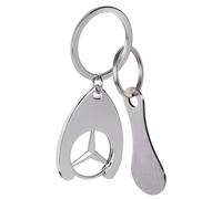 Mulor Keyring with Shopping Trolley Token and Car Logo Keychain for Car Keys Zinc Alloy Silver