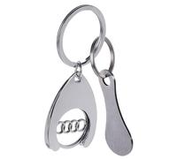 Mulor Keyring with Shopping Trolley Token and Car Logo Keychain for Car Keys Zinc Alloy Silver