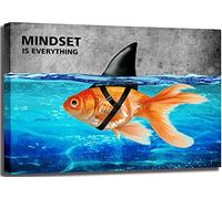 Mulpnee Mindset is Everything Golden Fish Swimming Wall Art Poster Decor, Inspirational Quotes Wall Art Success Decor for Bathroom, Home Office, Bedroom 12"x16"x1