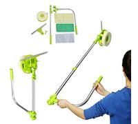 Mulpurpose 2 in 1 Window Cleaning Tool - U Shaped Telescopic High Rise Window Cleaner, Adjustable Sponge Head and Squeegees Kit for Office, Cars and Bathroom, 1.4m Extendable Pole, Green