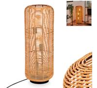 Mulstrand Floor lamp, Modern Floor lamp Made of Metal/Rattan in Black/Nature, Boho Design lamp with Lattice-Look Shade, on/Off Switch on Cable and Light Effect, 3 x E27, Without Bulbs