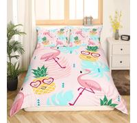 (Multi 05, King(No Comforter)) Homewish Flamingo Bedding Set Double Size Pineapple Duvet Cover For Boys Teens Kids Child,Palm Leaves Comforter Cover Tropical Plant Botanical Quilt