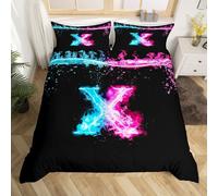 (Multi 06, Single) BBed linen set with letter X decor, 3-piece, Western Texas Star Duvet Cover, Double Bed, Vintage Southwest Duvet Cover, Rustic