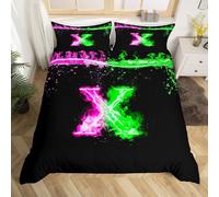 (Multi 07, Double) BBed linen set with letter X decor, 3-piece, Western Texas Star Duvet Cover, Double Bed, Vintage Southwest Duvet Cover, Rustic