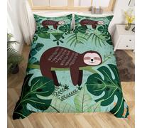 (Multi 07, King(No Comforter)) Homewish Grey Sloth Duvet Cover Love Heart-Shaped Black Red Buffalo Checked Bedding Set Double Size Chequer Cartoon Animal Comforter Cover Set For Chi