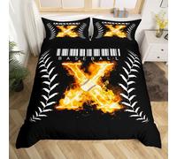 (Multi 08, Double) BBed linen set with letter X decor, 3-piece, Western Texas Star Duvet Cover, Double Bed, Vintage Southwest Duvet Cover, Rustic