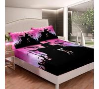 (Multi 09, King(59"x79")(No Comforter)) Drum Kit Hip Hop Hippie Fitted Bed Sheets Double Rock Music 3 Piece Bedding Decor Set Music Equipment Stylish Red Bedding for Kids Boys Teens Young Ma