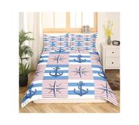 (Multi 09, Single(No Comforter)) Homewish Nautical Comforter Cover For Kids Teens Double,Ocean Ship Anchor Bedding Set Sailboat Rudder Duvet Cover White Navy Blue Striped Bedspread
