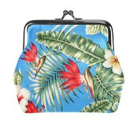 Multi-1 Tropical Plants Womens Wallet Small Compact Vintage Wallet,Ladies Coin Purse with Zipper and Kiss Lock