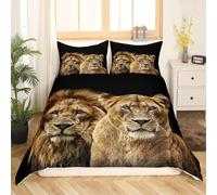(Multi 10, Double(No Comforter)) Wolf Bedding Set Safari Animals Comforter Cover Misty Mountain Duvet Cover Set For Kids Boys Girls Exotic Wildlife Trippy Woods Nature Quilt Cover Wit