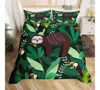 (Multi 11, Single(No Comforter)) Homewish Grey Sloth Duvet Cover Love Heart-Shaped Black Red Buffalo Checked Bedding Set Double Size Chequer Cartoon Animal Comforter Cover Set For Chi