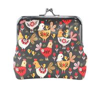 Multi 11 Women Leather Coin Purse, Hasp Card Key Change Wallet Kiss LockClutch Pouch Pocket Ladies Small Buckle Handbag Case Different Actions Pigs Piglets Piggies On White