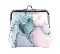 Multi 13 Gold Turquoise Aquamarine Art Ocean Sea River Marbling Marble Women Leather Coin Purse Hasp Card Key Change Wallet Small Buckle Handbag Case Kiss Lock Clutch Pouch Pocket for Girls Ladies