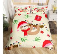 (Multi 13, King(No Comforter)) Homewish Grey Sloth Duvet Cover Love Heart-Shaped Black Red Buffalo Checked Bedding Set Double Size Chequer Cartoon Animal Comforter Cover Set For Chi