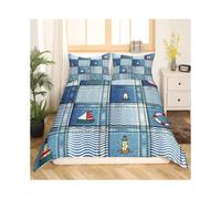 (Multi 13, King(No Comforter)) Homewish Nautical Comforter Cover For Kids Teens Double,Ocean Ship Anchor Bedding Set Sailboat Rudder Duvet Cover White Navy Blue Striped Bedspread